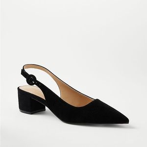 Ann Taylor Suede Block Heel Slingback Pump Size 8.5